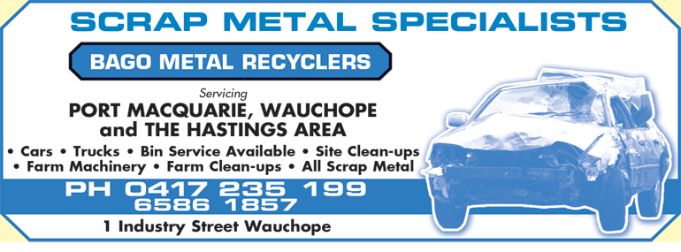 Bago Metal Recyclers |  | 1 Industry St, Wauchope NSW 2446, Australia | 0265861544 OR +61 2 6586 1544