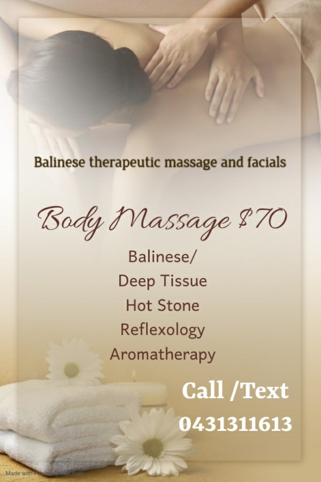 BALINESE Therapeutic massage and facials |  | Shop/26 Huntriss St, Torrensville SA 5031, Australia | 0431311613 OR +61 431 311 613