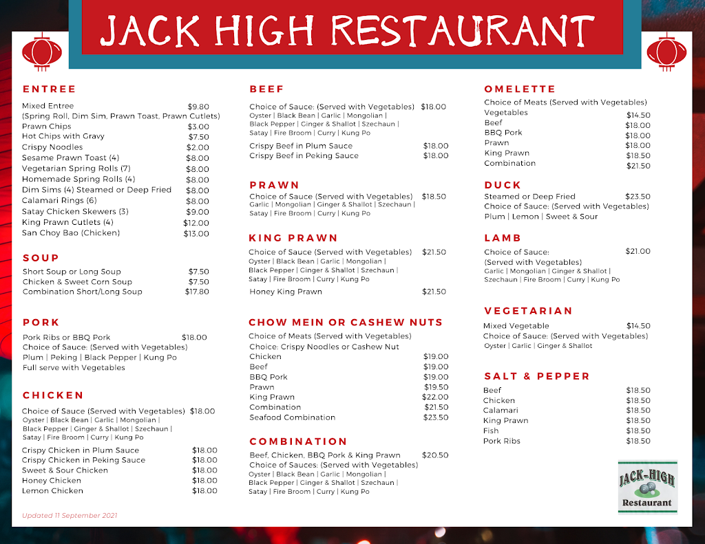 Jack High Asian Restaurant | restaurant | Boundary St, Gloucester NSW 2422, Australia | 0432754919 OR +61 432 754 919