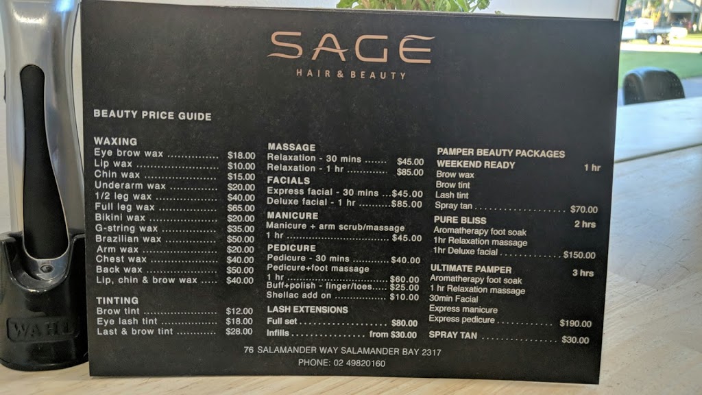 Sage Hair & Beauty | hair care | 76 Salamander Way, Salamander Bay NSW 2317, Australia | 0249820160 OR +61 2 4982 0160