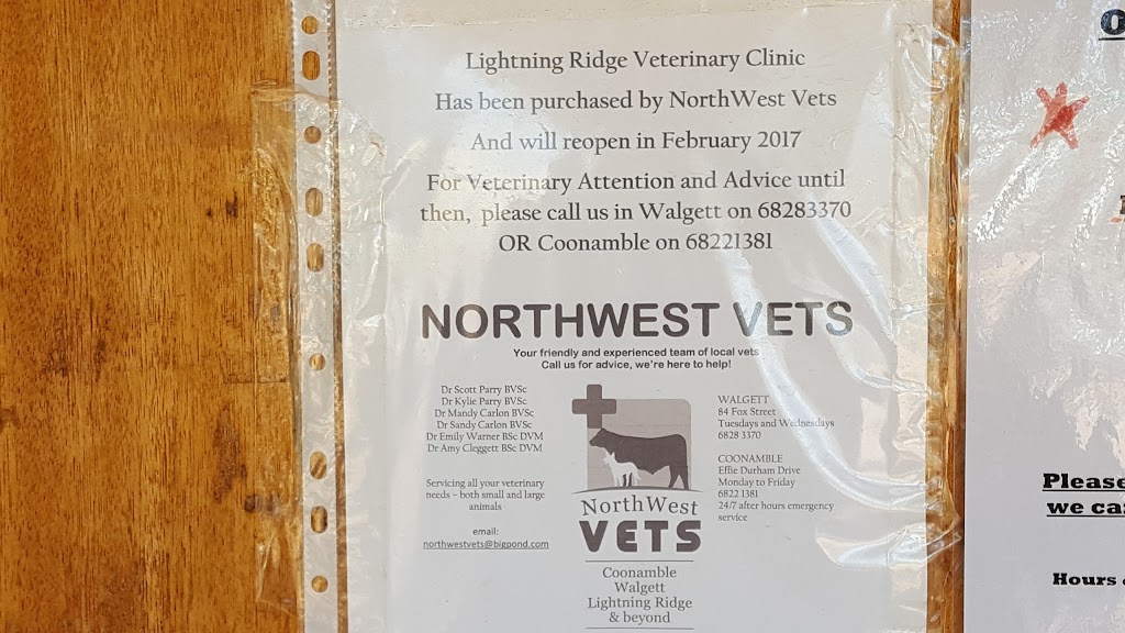 Lightning Ridge Veterinary Clinic | 27 Gem St, Lightning Ridge NSW 2834, Australia | Phone: (02) 6829 2199