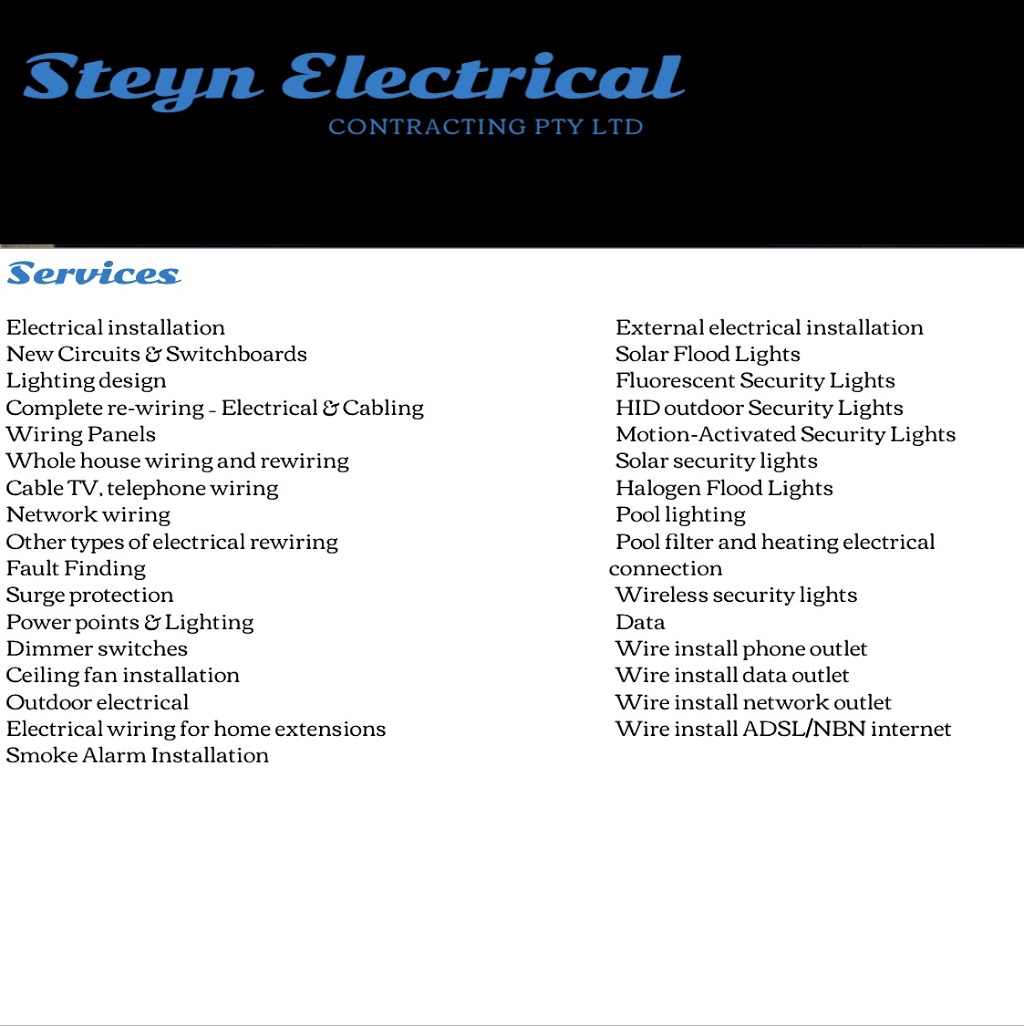 Steyn Electrical | electrician | Camden NSW 2570, Australia | 0488070853 OR +61 488 070 853