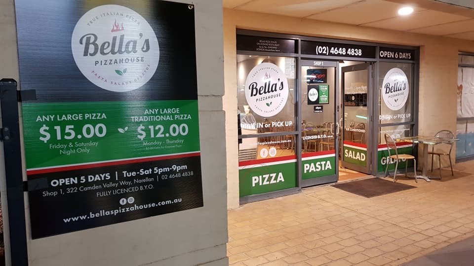 Bellas Pizzahouse | Mount Annan Marketplace, Shop 5/11-13 Main St, Mount Annan NSW 2567, Australia | Phone: (02) 4648 4838
