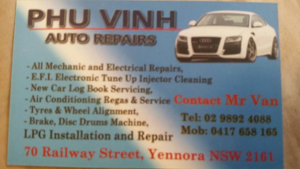 Phu Vinh Auto Repairs | car repair | 70 Railway St, Yennora NSW 2161, Australia | 0298924088 OR +61 2 9892 4088
