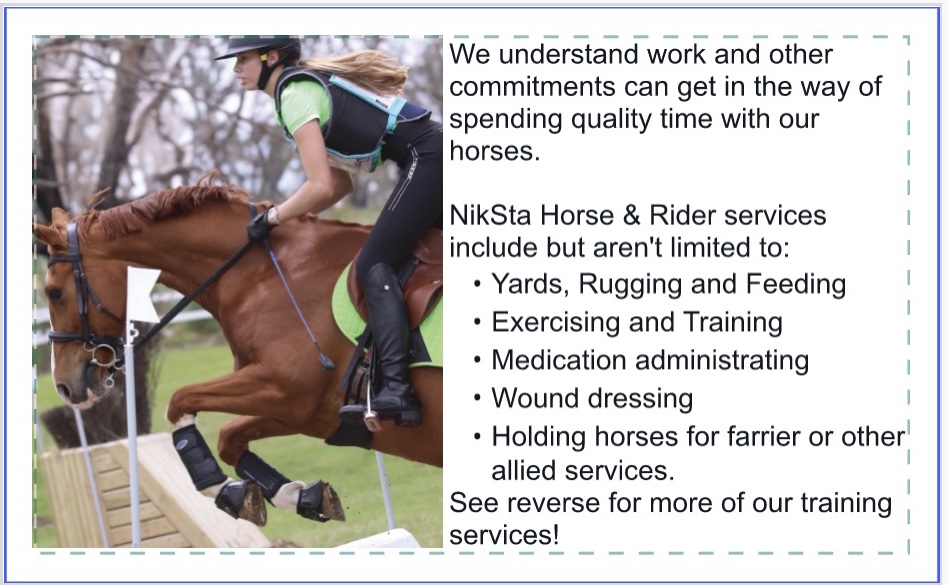 NikSta Horse & Rider Training |  | 672 Temby Rd, Two Wells SA 5501, Australia | 0412872432 OR +61 412 872 432