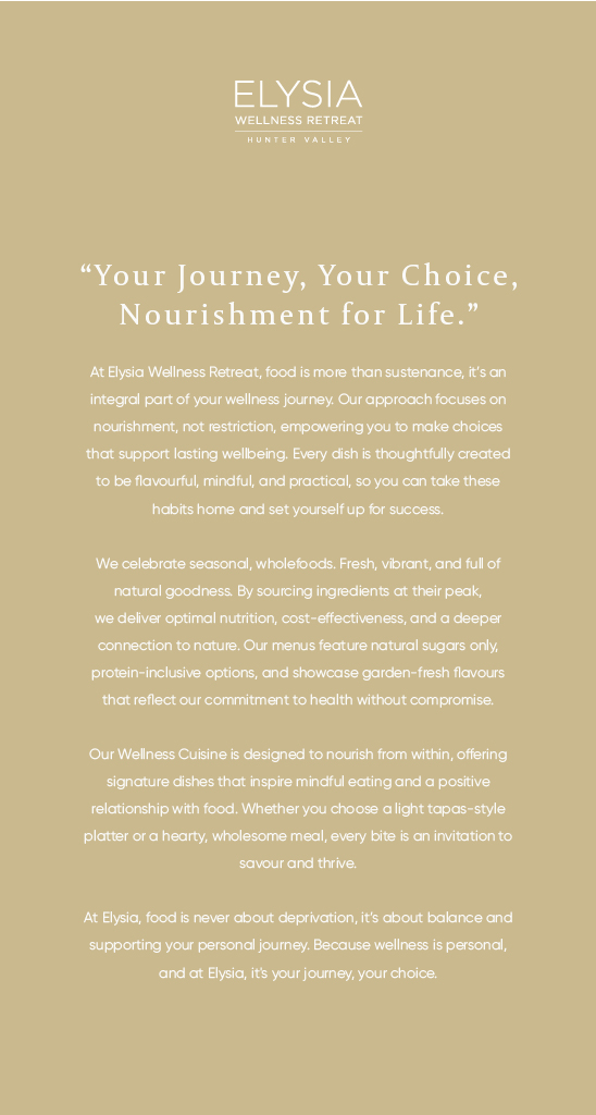 Fusion | within Elysia Wellness Retreat, 165 Thompsons Rd, Pokolbin NSW 2320, Australia | Phone: (02) 4993 8500