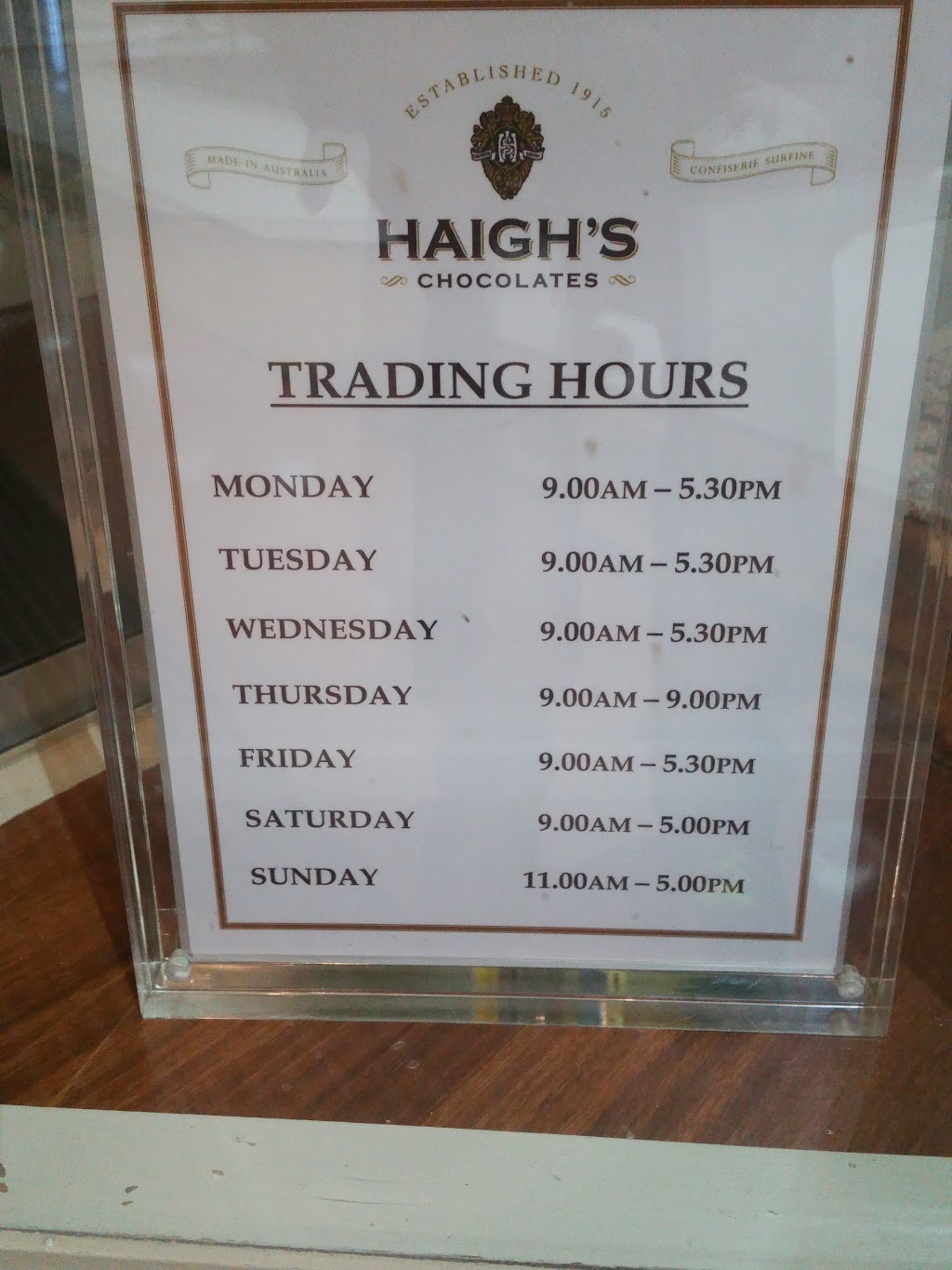 Haighs Chocolates Golden Grove | store | Shop 24 The Grove Shopping Centre, The Golden Way, Golden Grove SA 5125, Australia | 0882888400 OR +61 8 8288 8400