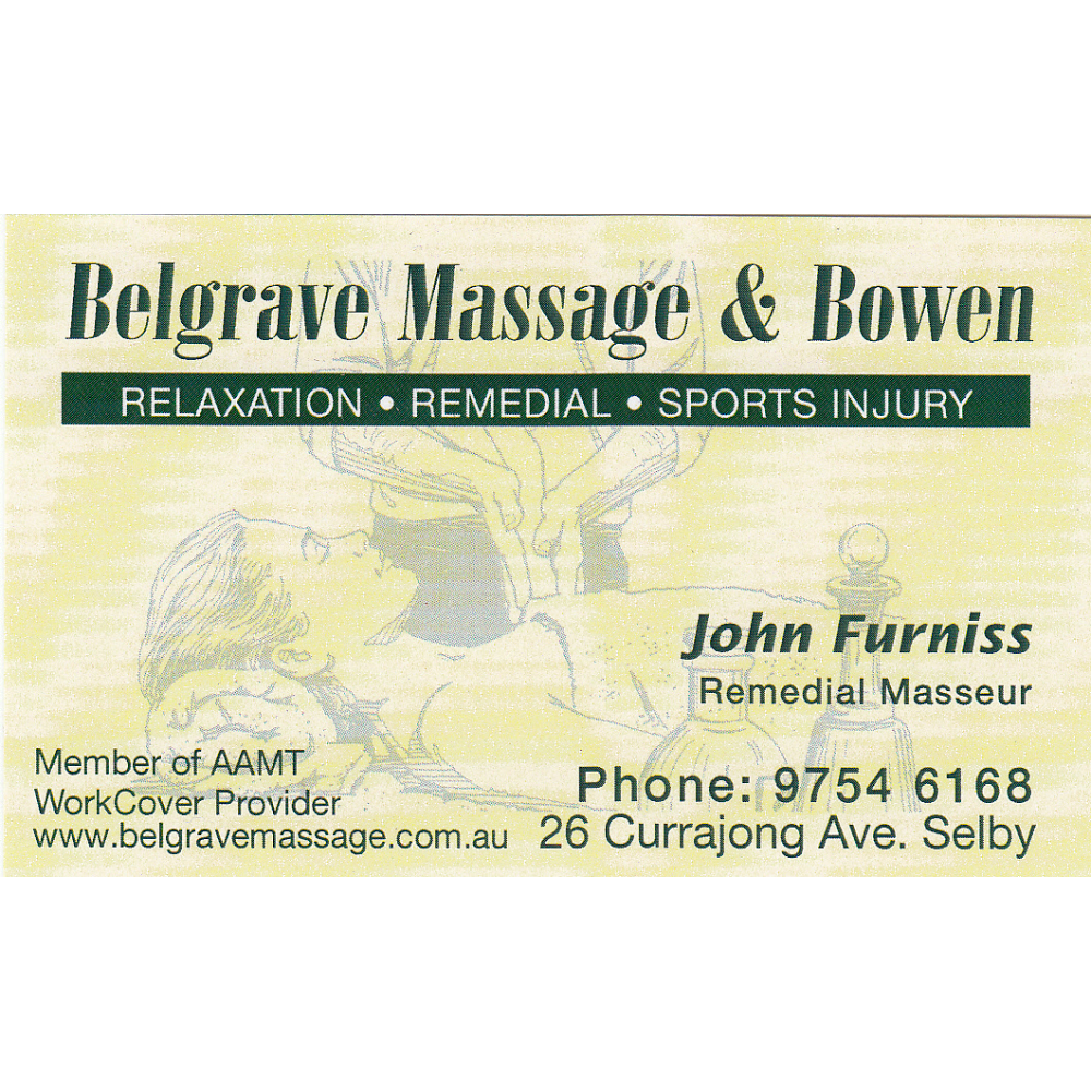 Belgrave Massage |  | 26 Currajong Ave, Selby VIC 3159, Australia | 0397546168 OR +61 3 9754 6168