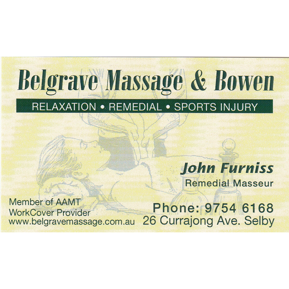 Belgrave Massage | 26 Currajong Ave, Selby VIC 3159, Australia | Phone: (03) 9754 6168