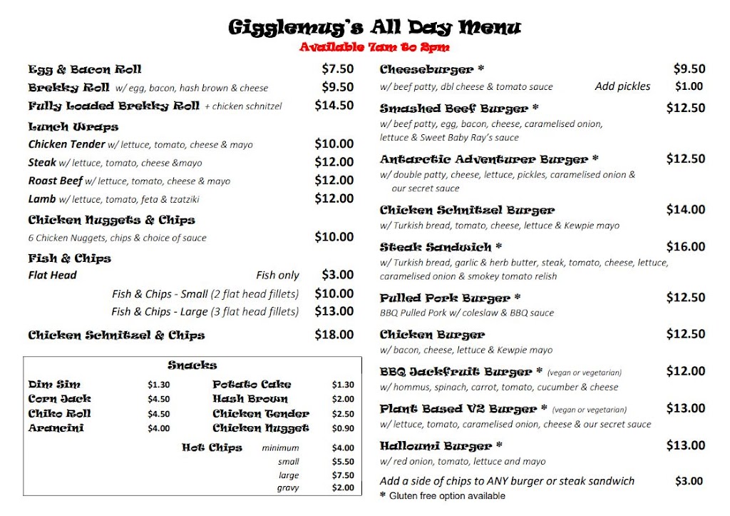 Gigglemugs Antarctic Cafe | Frank Hurley Building, Lower Level/203 Channel Hwy, Kingston TAS 7050, Australia | Phone: (03) 6232 3285