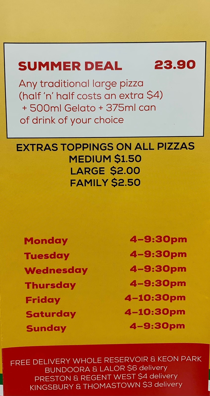 Papillons Pizza & Pasta | restaurant | 1/51 Banff St, Reservoir VIC 3073, Australia | 0394693330 OR +61 3 9469 3330