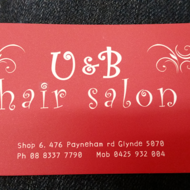 U&B Hair Salon | 476 Payneham Rd, Glynde SA 5070, Australia | Phone: (08) 8337 7790