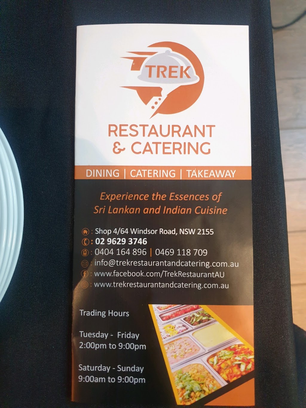 Trek Restaurant & Catering | restaurant | 4/64 Windsor Rd, Kellyville NSW 2155, Australia | 0296293746 OR +61 2 9629 3746