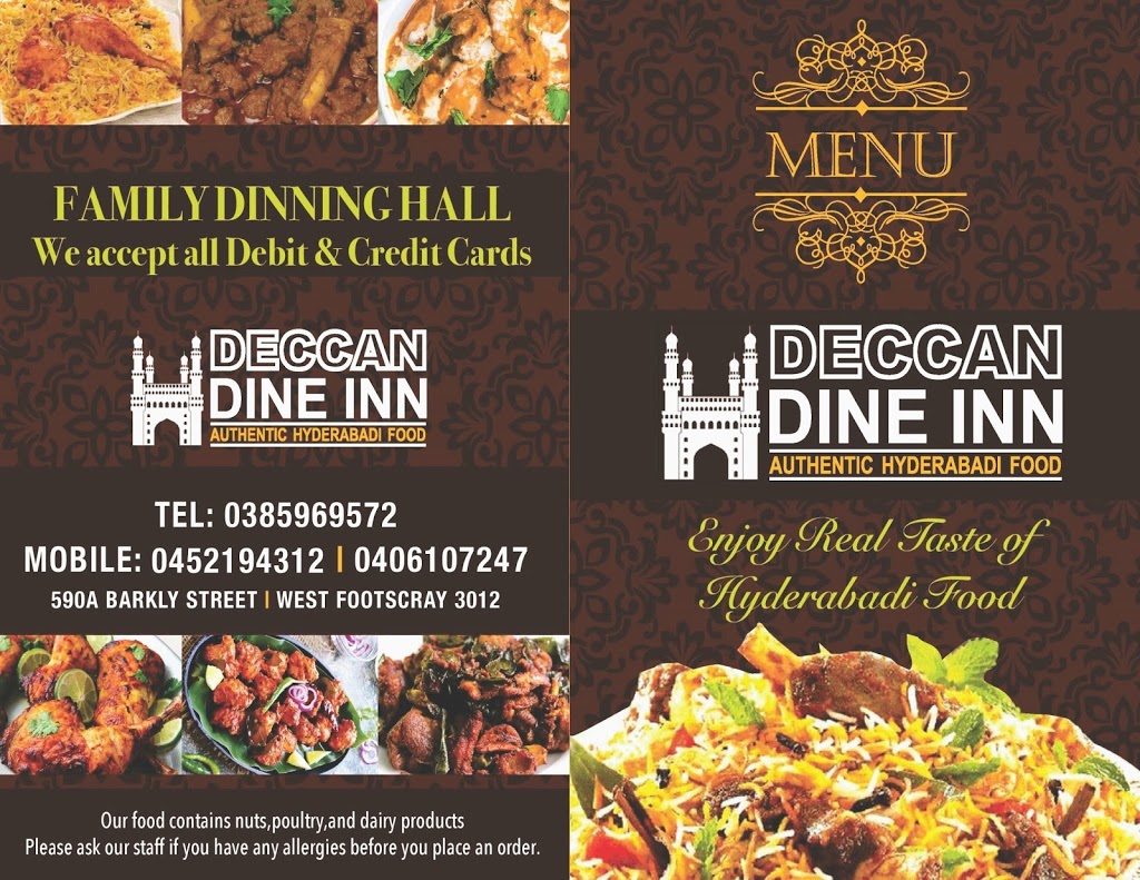 Deccan DineInn | restaurant | 590A Barkly St, West Footscray VIC 3012, Australia | 0385969572 OR +61 3 8596 9572