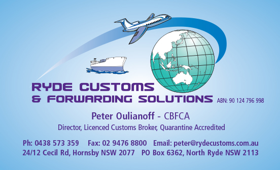 Ryde Customs & Forwarding Solutions PTY LTD | 24/12 Cecil Rd, Hornsby NSW 2077, Australia | Phone: 0438 573 359