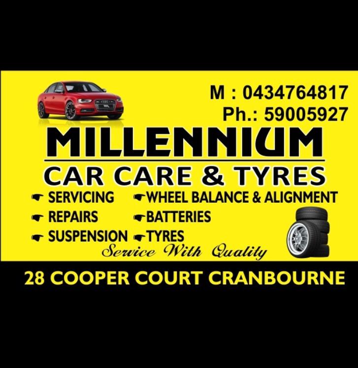 MILLENNIUM CAR CARE & TYRES | car repair | 28 Cooper Ct, Cranbourne VIC 3977, Australia | 0434764817 OR +61 434 764 817