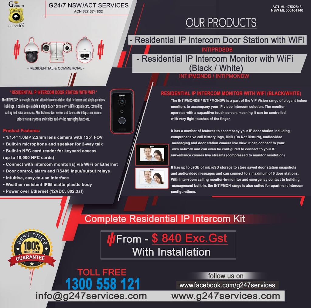 G 24/7 SECURITY SERVICES NSW/ACT CANBERRA | electronics store | 58 Caragh Ave, Googong NSW 2620, Australia | 1300558121 OR +61 1300 558 121