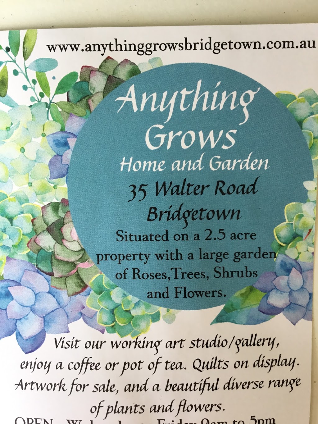 Anything Grows Home and Garden Nursery | store | 35 Walter Rd, Bridgetown WA 6255, Australia | 0414564433 OR +61 414 564 433