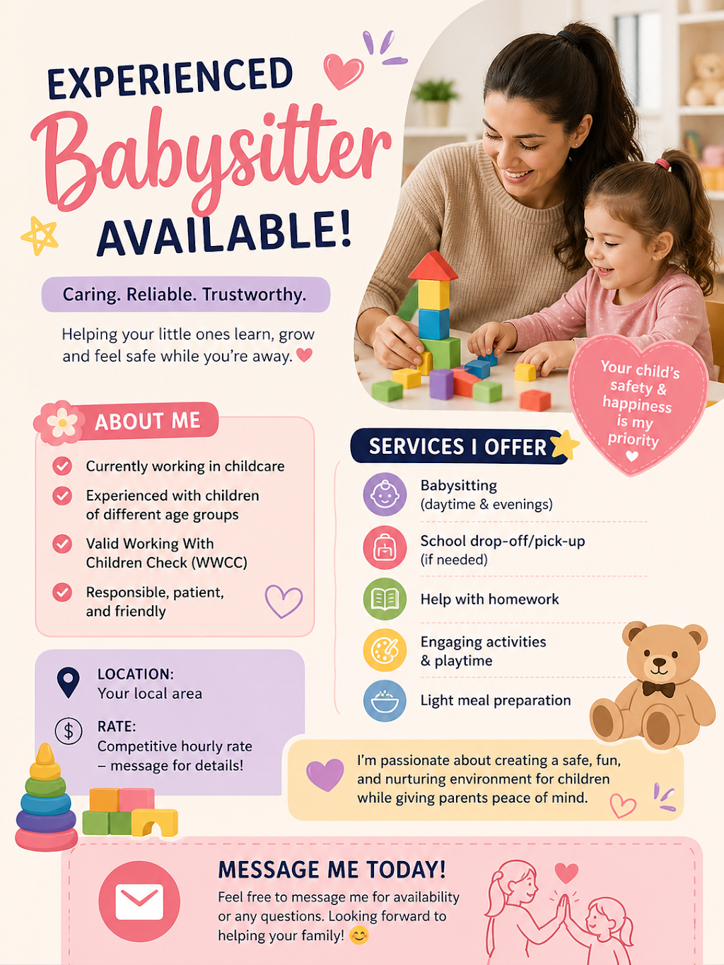 Baby Sitting and After School Hours Care | 36 Rafter Parade, Ropes Crossing NSW 2760, Australia | Phone: 0414 503 381