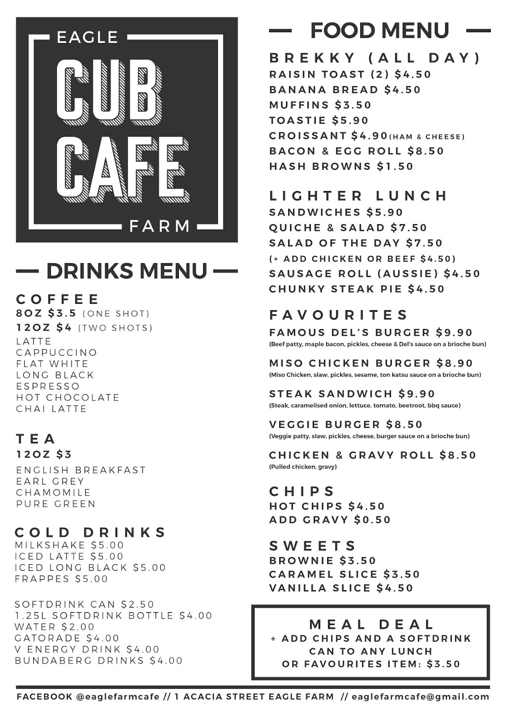 Eagle Farm Cafe (Cub Cafe) | cafe | 1 Acacia St, Eagle Farm QLD 4009, Australia | 0410249985 OR +61 410 249 985