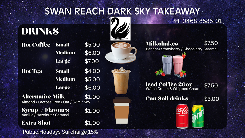 Swan Reach Dark Sky Takeaway | 2 Victoria St, Swan Reach SA 5354, Australia | Phone: 0468 858 501