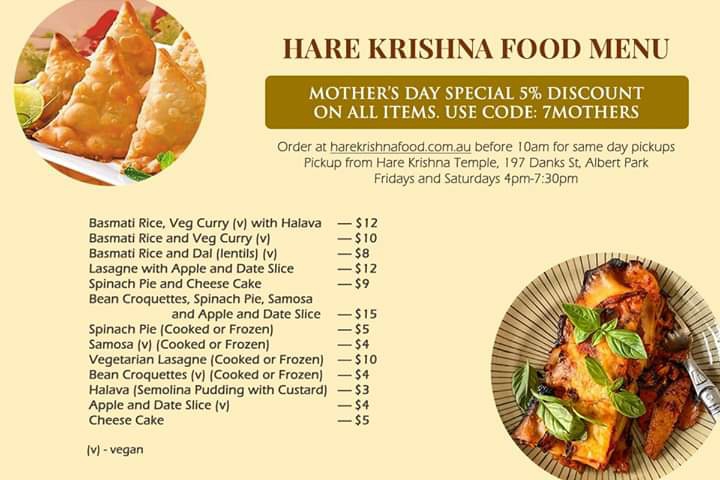 Hare Krishna Food | restaurant | 197 Danks St, Albert Park VIC 3206, Australia | 0430533314 OR +61 430 533 314