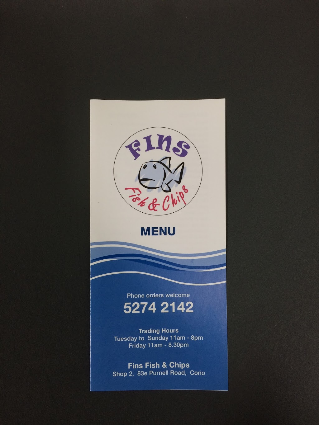 Fins Fish & Chips | meal takeaway | 83E Purnell Rd, Corio VIC 3214, Australia | 0352742142 OR +61 3 5274 2142