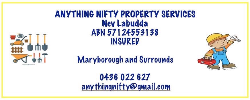 Anything Nifty Property Services |  | 27 Gillhespy St, Maryborough QLD 4650, Australia | 0436022627 OR +61 436 022 627