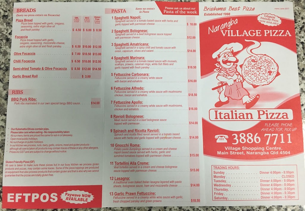 Narangba Village Pizza | restaurant | 11/36 Main St, Narangba QLD 4504, Australia | 0738867711 OR +61 7 3886 7711
