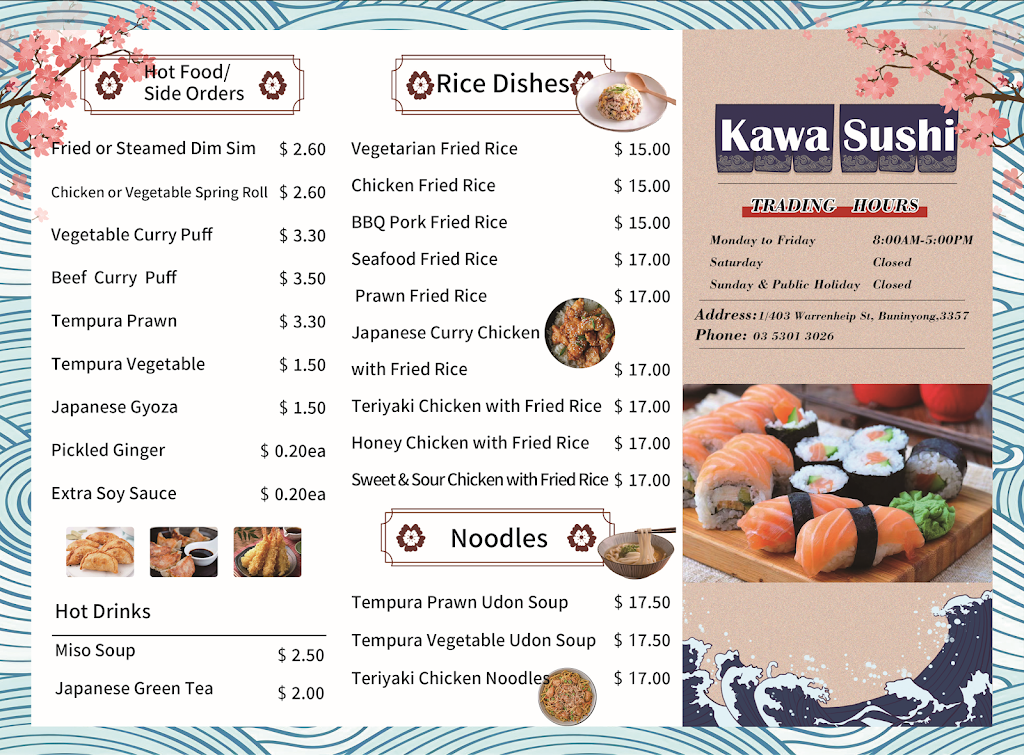 Kawa Japanese Sushi | Unit 1/403 Warrenheip St, Buninyong VIC 3357, Australia | Phone: (03) 5301 3026