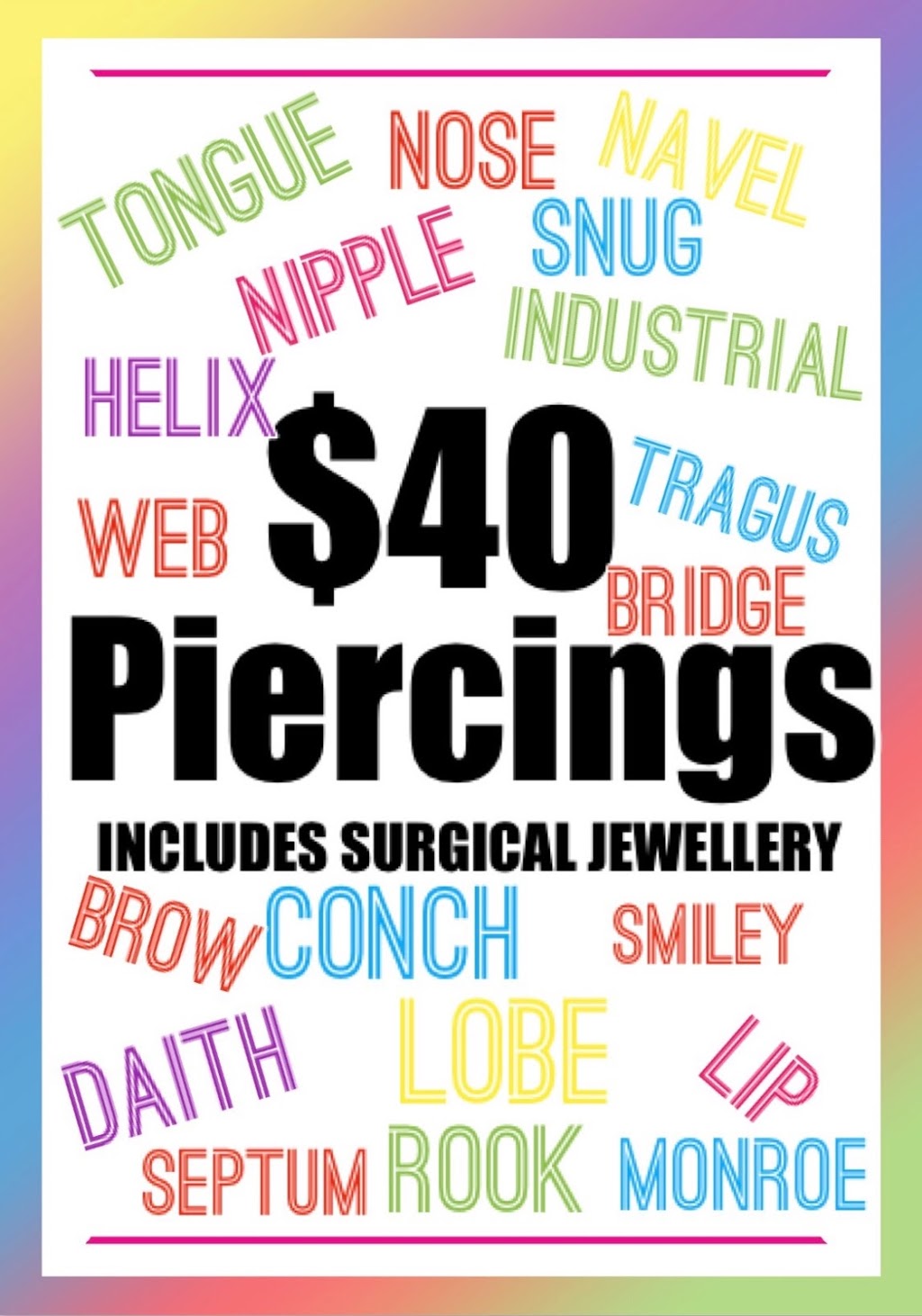 Unicorn Piercing Professionals | Shop 56, Strathpine Centre, 295 Gympie Rd, Strathpine QLD 4500, Australia | Phone: (07) 3419 4491