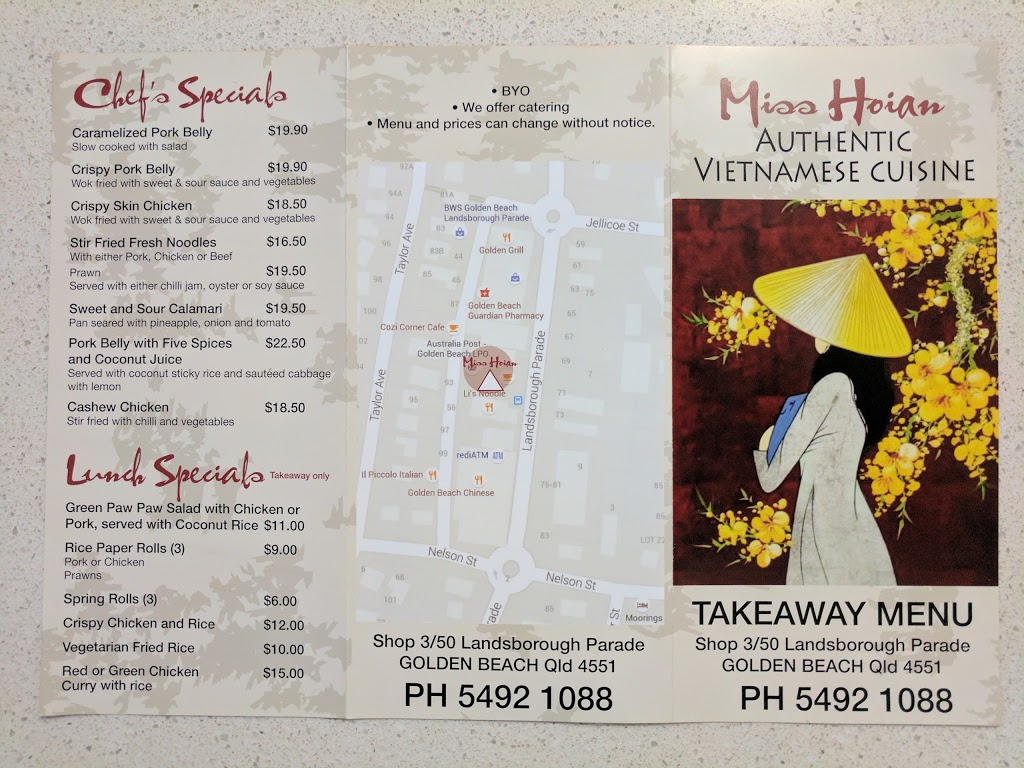 Miss Hoian - Authentic Vietnamese Cuisine | restaurant | 3/50 Landsborough Parade, Golden Beach QLD 4551, Australia | 0754921088 OR +61 7 5492 1088