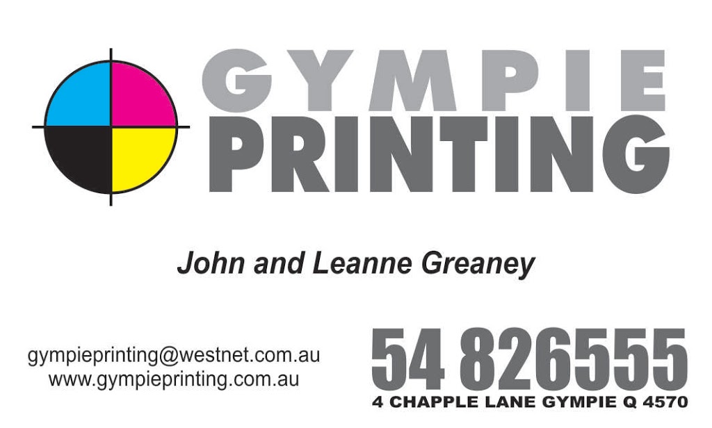 Gympie Printing | 4 Chapple La, Gympie QLD 4570, Australia | Phone: (07) 5482 6555