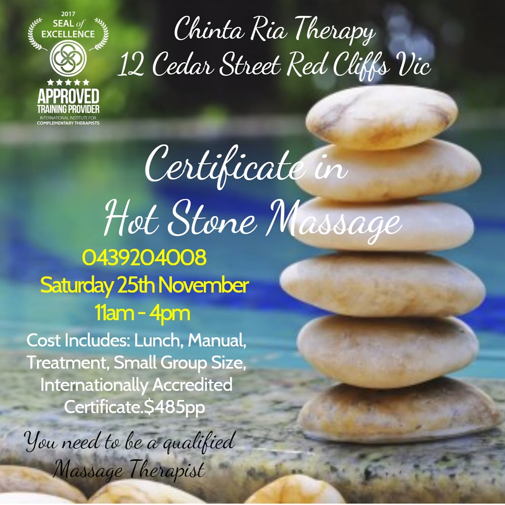 Chinta Ria Therapy | health | 12 Cedar St, Red Cliffs VIC 3496, Australia | 0439204008 OR +61 439 204 008