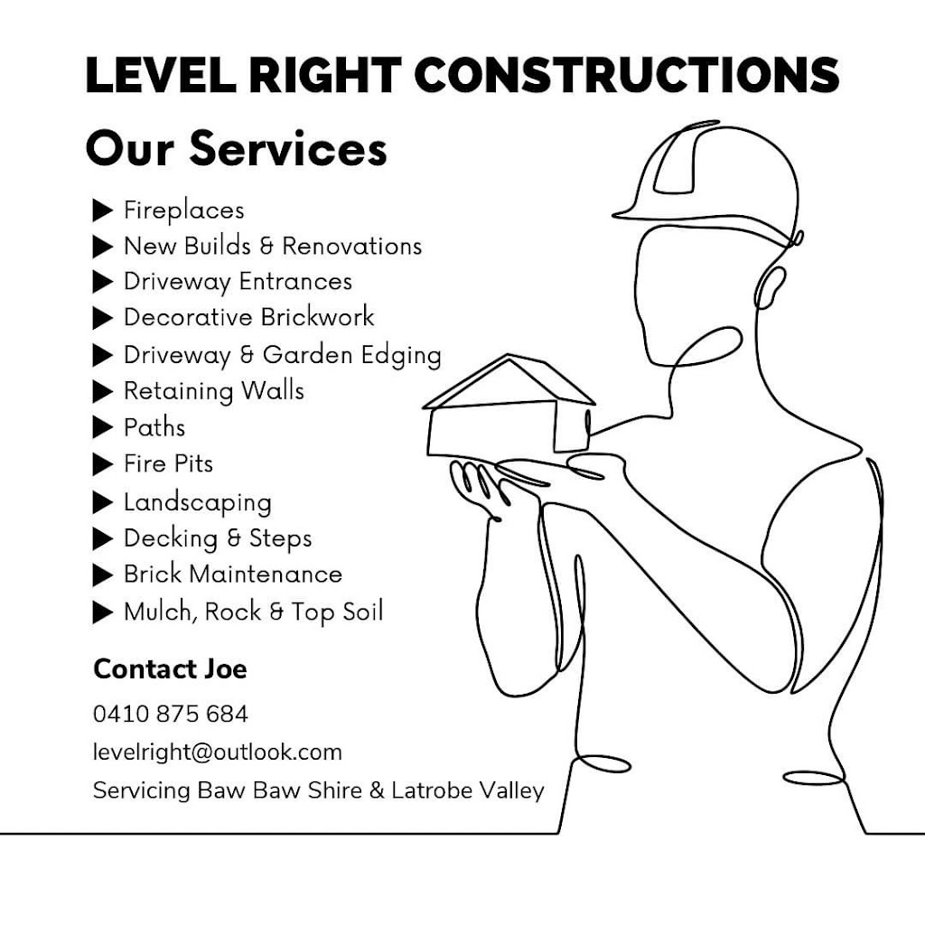Level Right Constructions | 403 Daveys Rd, Willow Grove VIC 3825, Australia | Phone: 0410 875 684