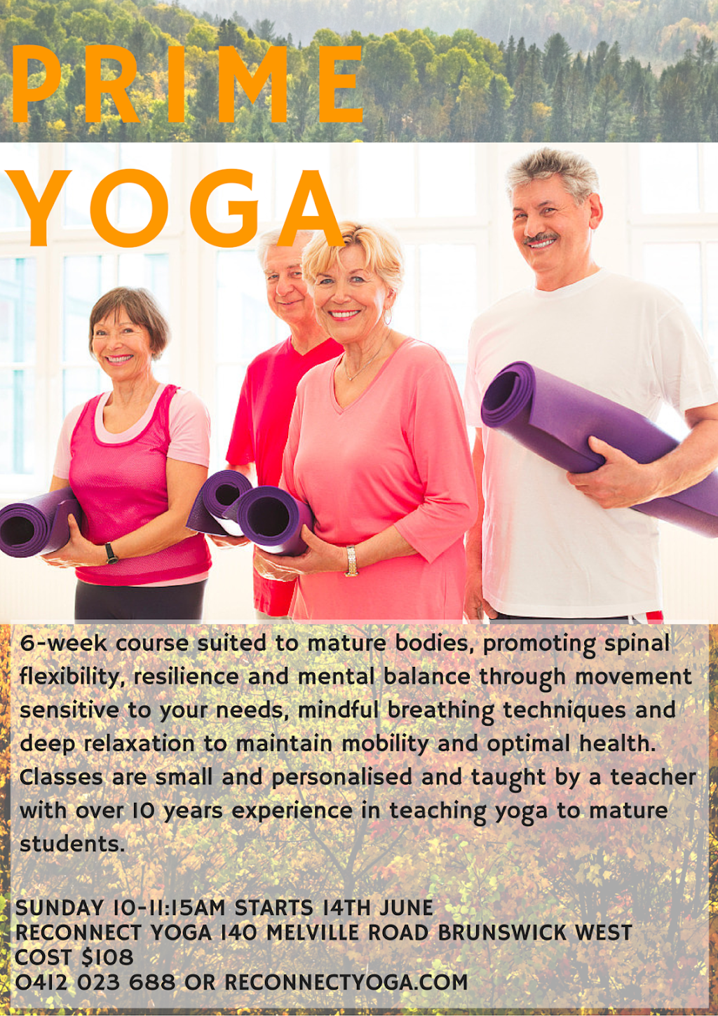 Reconnect Yoga | gym | 140 Melville Rd, Brunswick West VIC 3055, Australia | 0412023688 OR +61 412 023 688