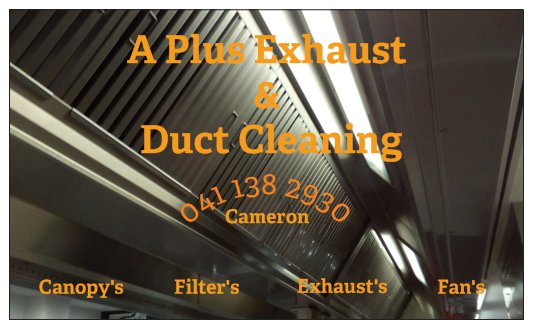 A Plus Exhaust and Duct Cleaning |  | 9 Old School Rd, Cordalba QLD 4660, Australia | 0411382930 OR +61 411 382 930