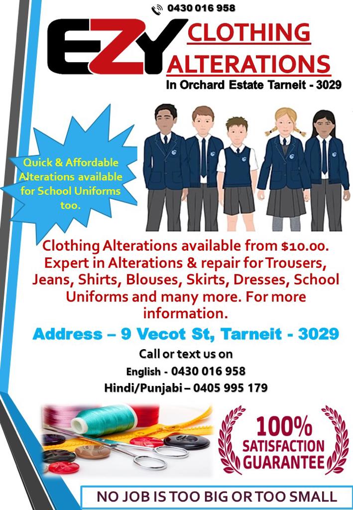 Ezy Clothing Alterations | 9 Vecot St, Tarneit VIC 3029, Australia | Phone: 0478 621 828