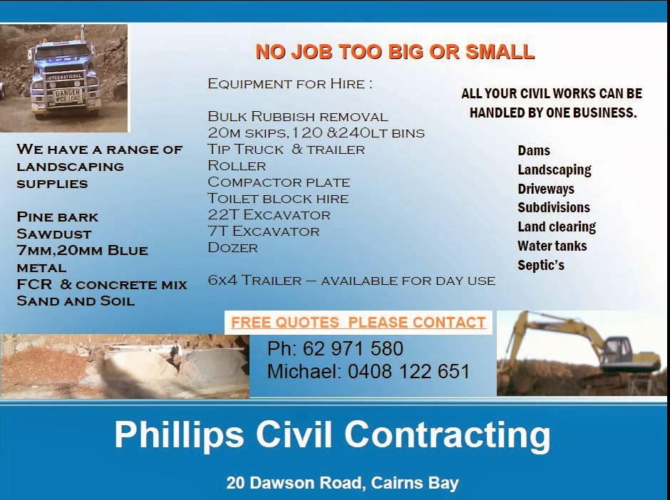 Phillips Civil Contracting Pty Ltd | 20 Dawson Rd, Cairns Bay TAS 7116, Australia | Phone: (03) 6297 1580