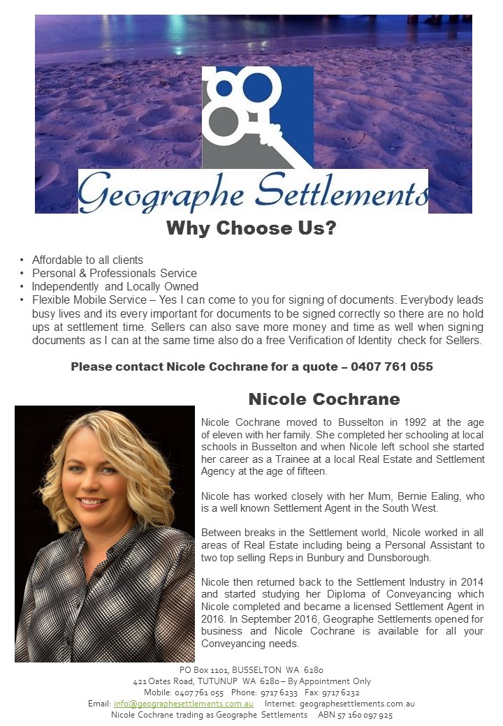 Geographe Settlements | Busselton WA 6280, Australia | Phone: 0407 761 055