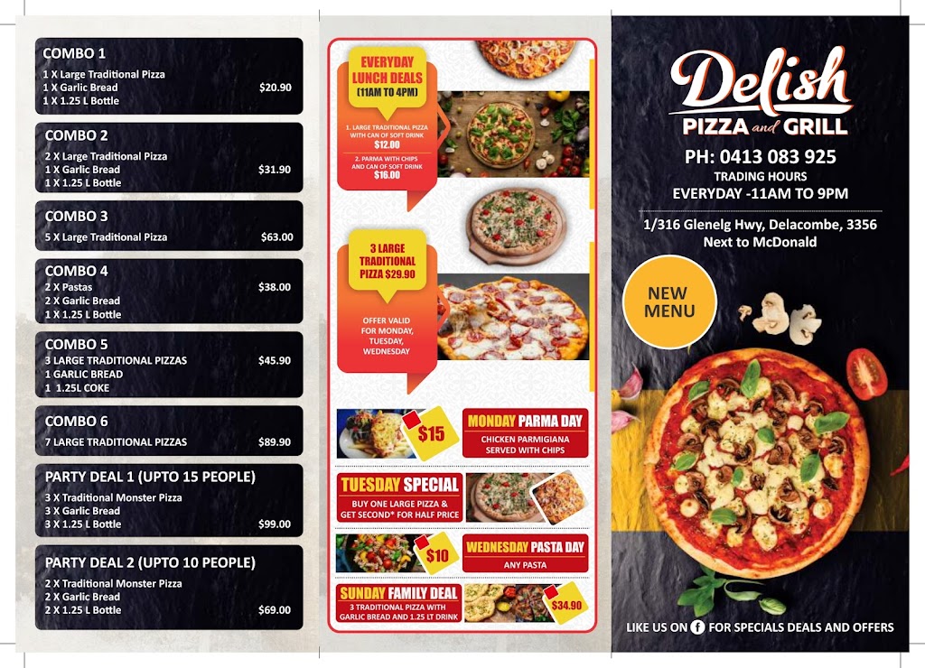 Delish Pizza And Grill | restaurant | 316 Glenelg Hwy, Smythes Creek VIC 3351, Australia | 0413083925 OR +61 413 083 925