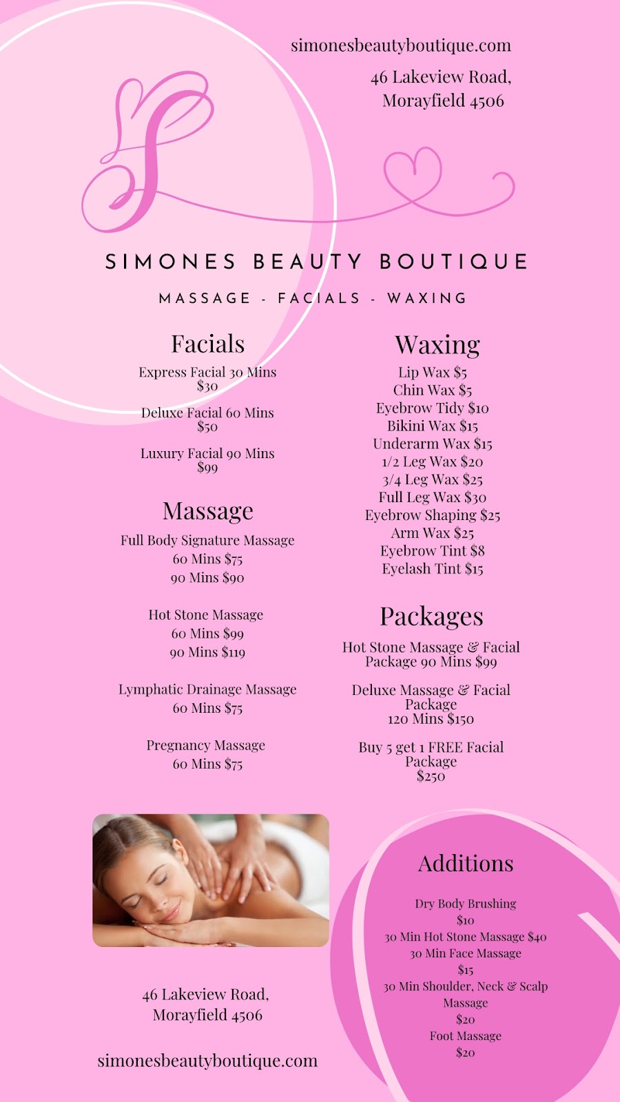 Simones Beauty Boutique | 46 Lakeview Rd, Morayfield QLD 4506, Australia | Phone: 0410 770 920