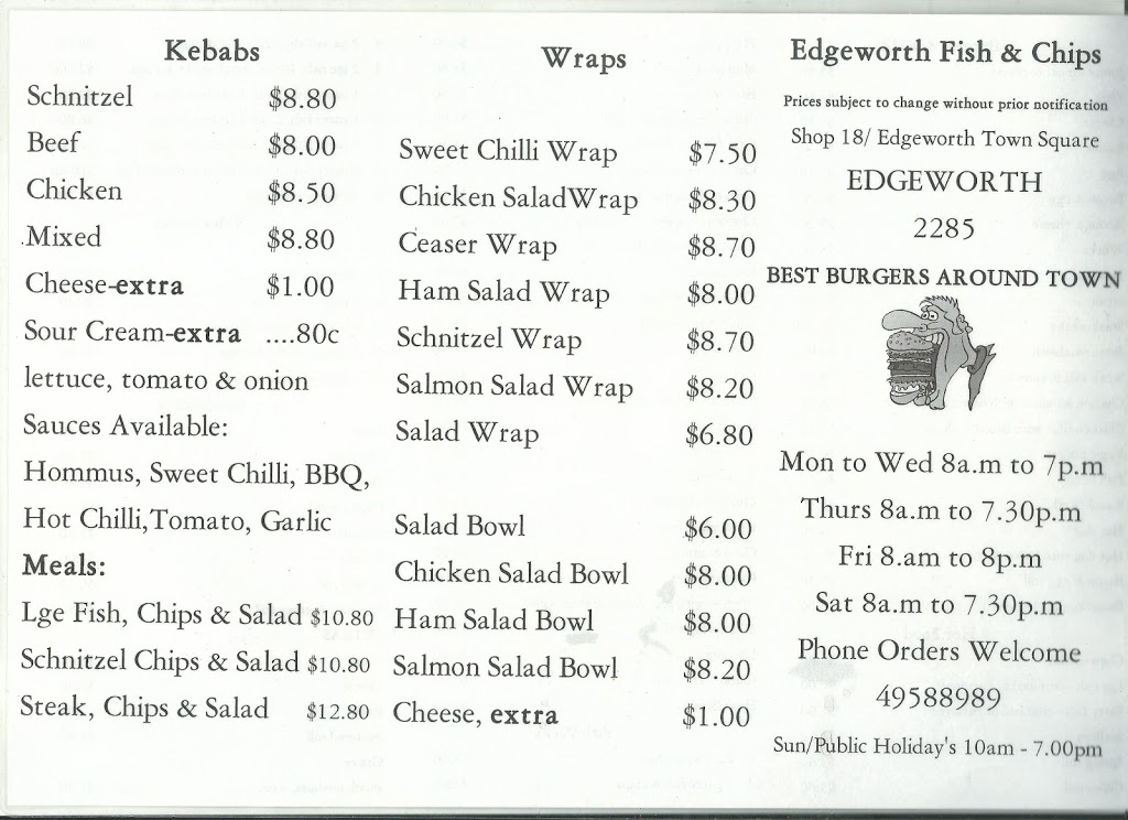 Edgeworth Fish & Chips | meal takeaway | 720 Main Rd, Edgeworth NSW 2285, Australia | 0249588989 OR +61 2 4958 8989