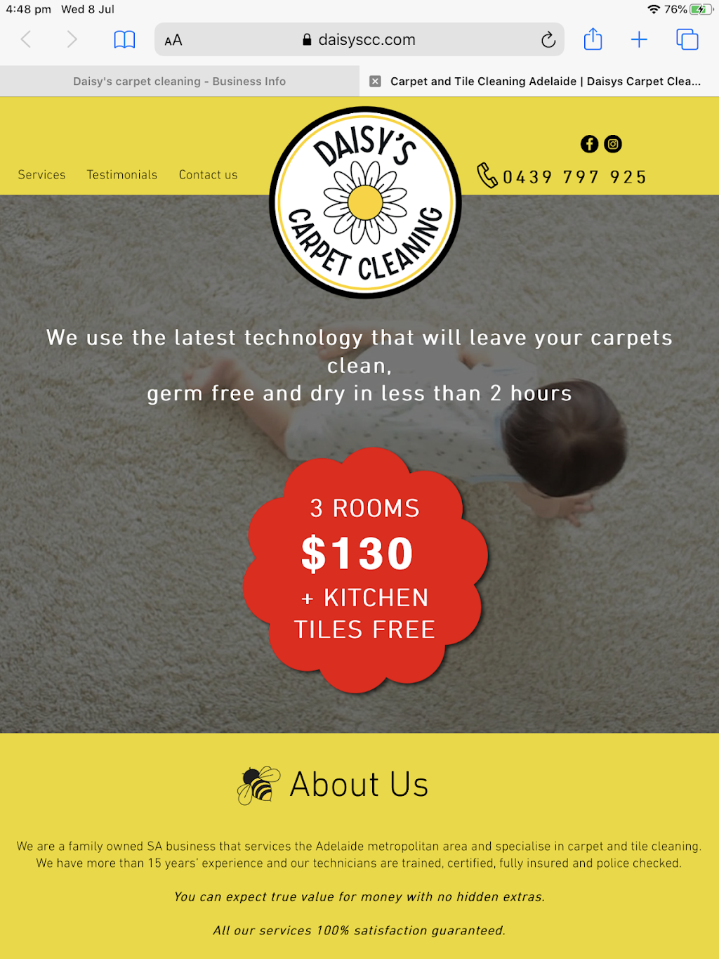 Daisys carpet cleaning | 12 Jena Ct, Greenwith SA 5125, Australia | Phone: 0439 797 925