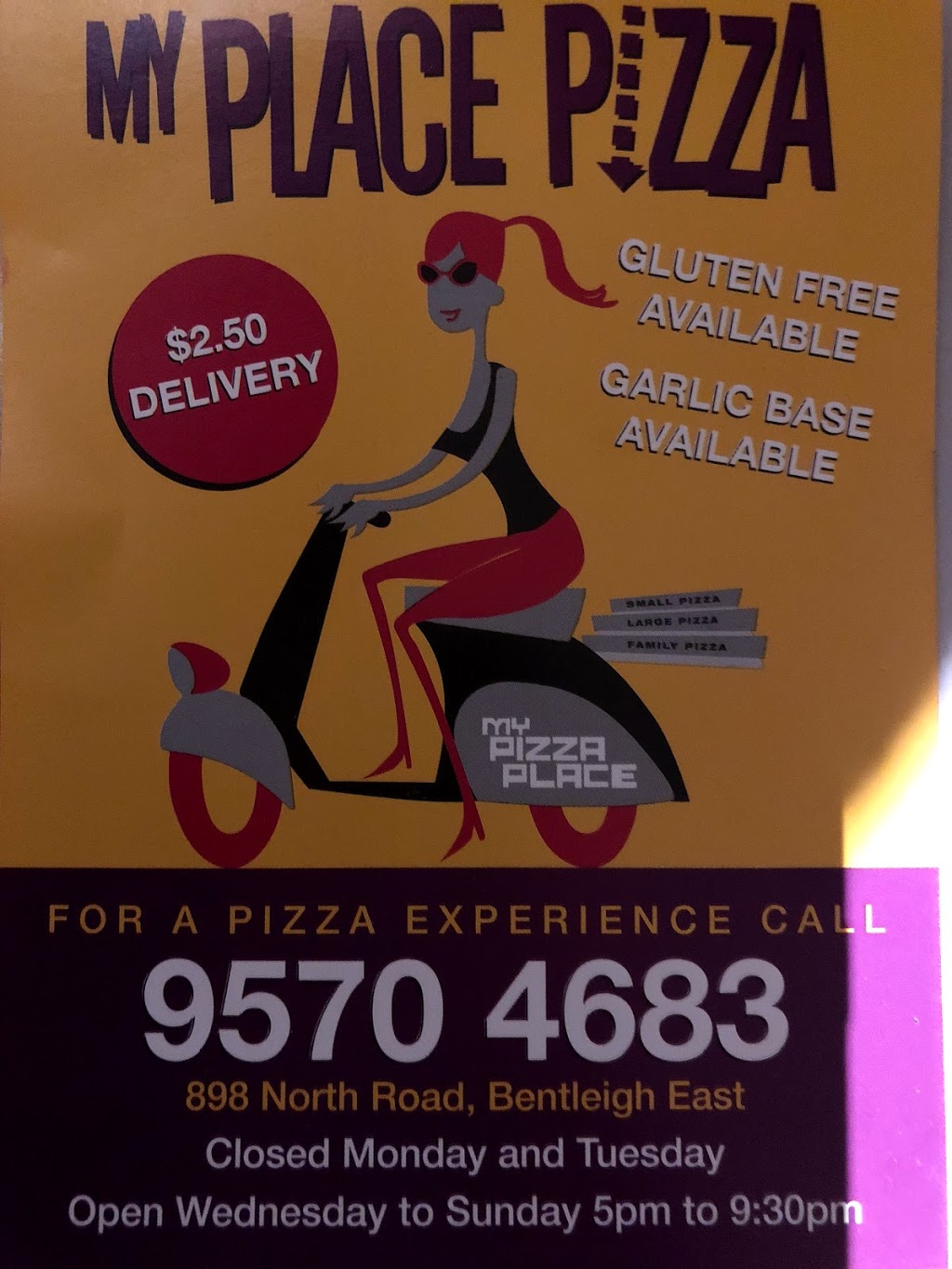 My place pizza | 898 North Rd, Bentleigh East VIC 3165, Australia | Phone: (03) 9570 4683