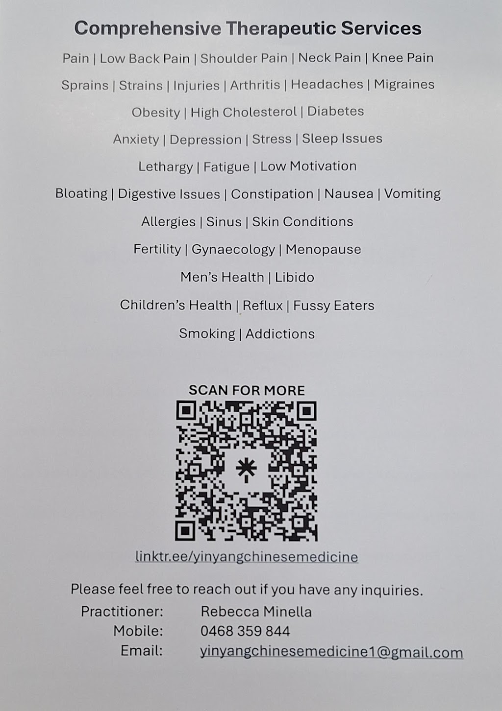 Yin Yang Chinese Medicine | Famimed, Shop 1B, Suite A/90, 90 Glenmore Ridge Dr, Glenmore Park NSW 2745, Australia | Phone: 0468 359 844