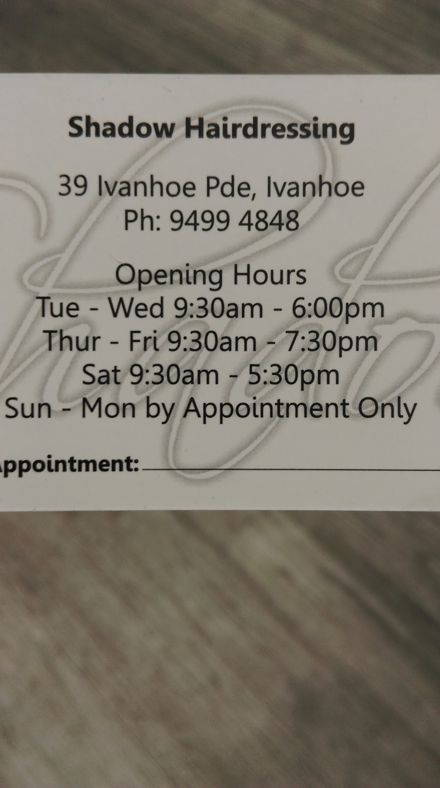 Shadow Hairdressing | 39 Ivanhoe Parade, Ivanhoe VIC 3079, Australia | Phone: (03) 9499 4848