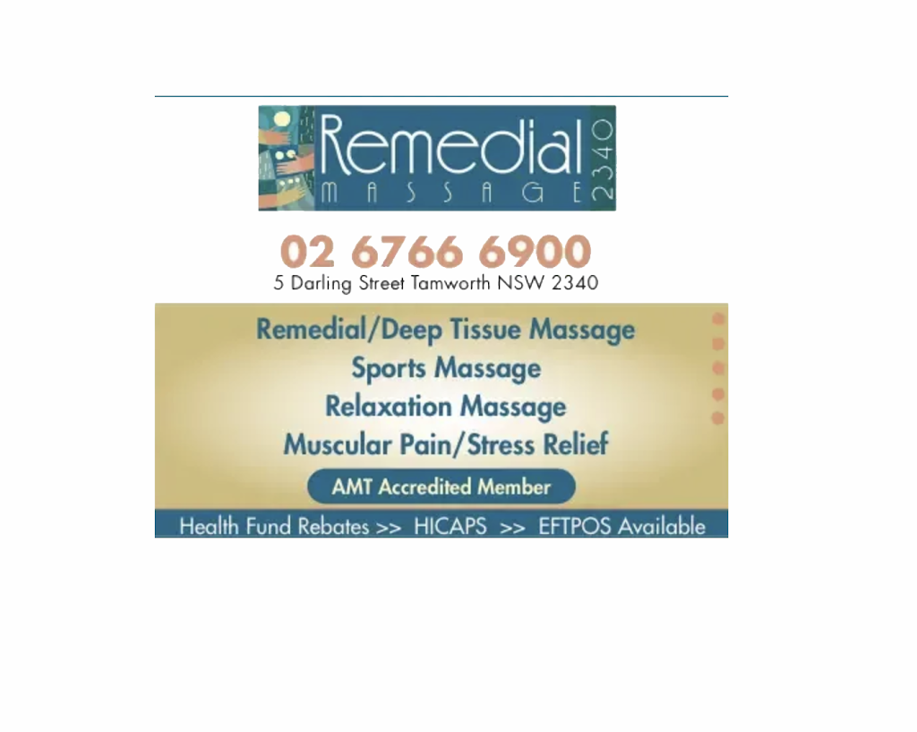 Remedial Massage 2340 |  | 5 Darling St, Tamworth NSW 2340, Australia | 0267666900 OR +61 2 6766 6900