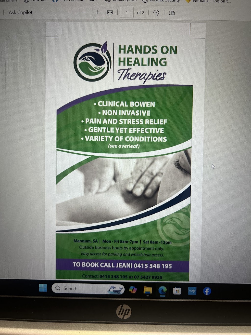 Hands on Healing Therapies | 37 River Ln, Mannum SA 5238, Australia | Phone: 0415 348 195