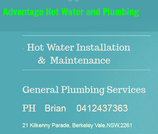 Advantage Hot Water Maintenance & Plumbing | 90 Lakedge Ave, Berkeley Vale NSW 2261, Australia | Phone: 0412 437 363